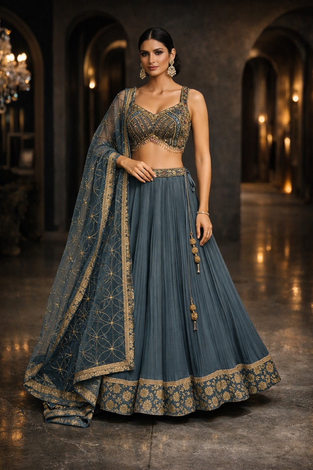 Midnight Bloom Lehenga