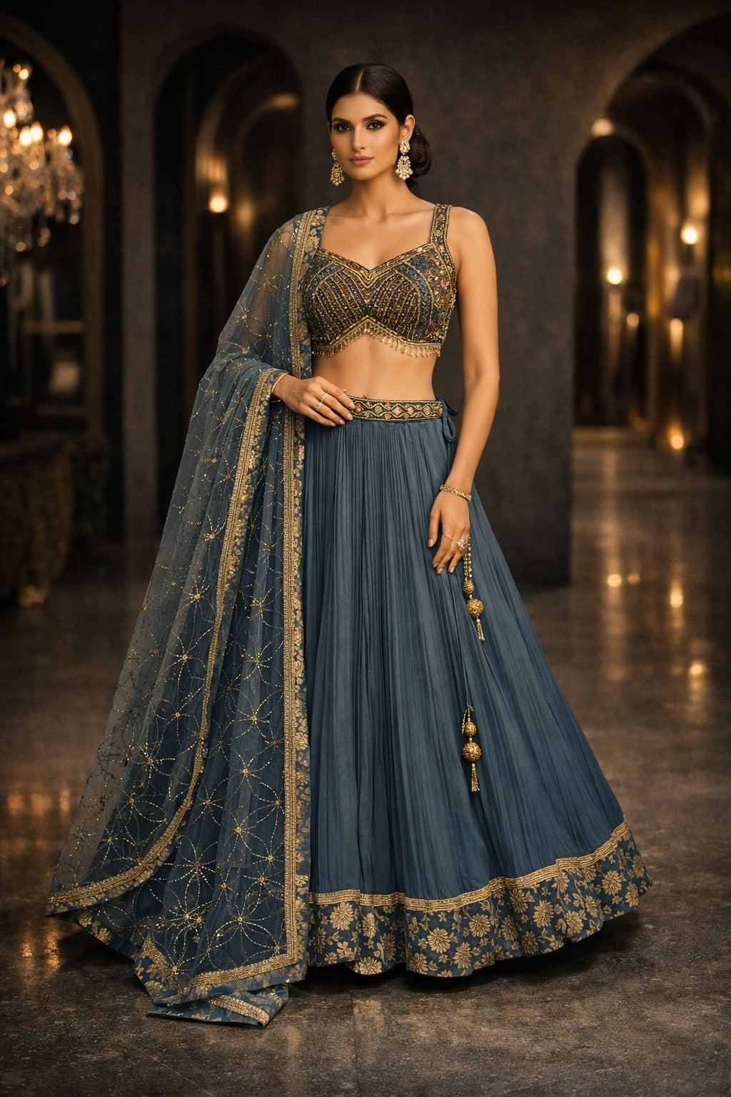 Midnight Bloom Lehenga