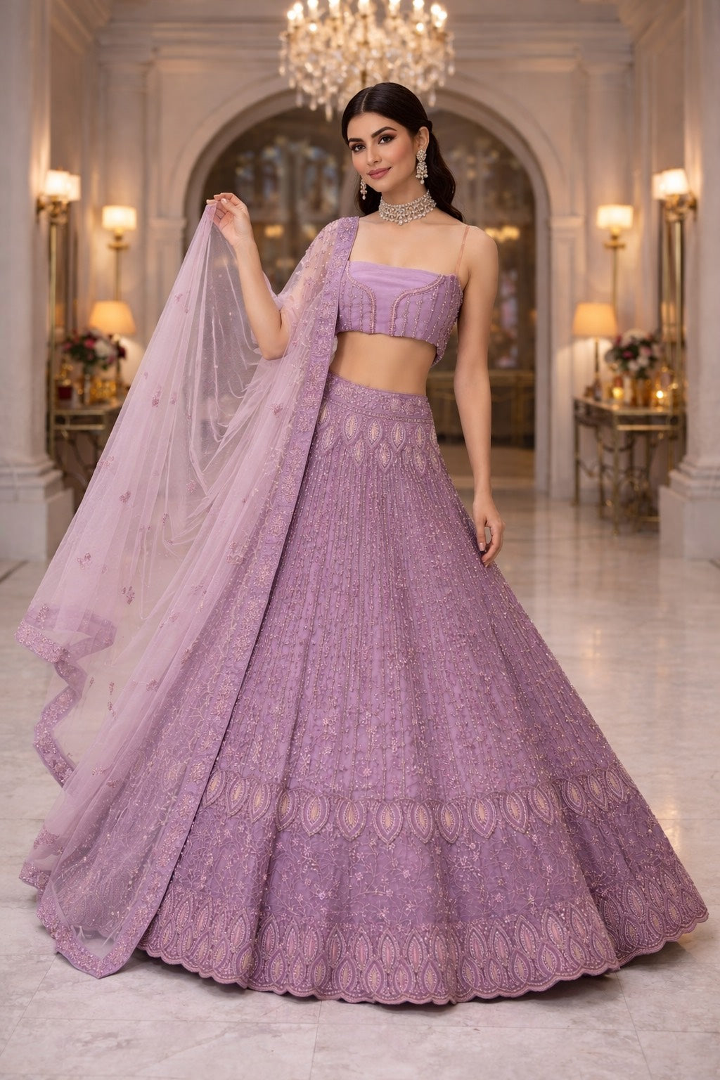 Elegant Whisper Embroidered Lehenga