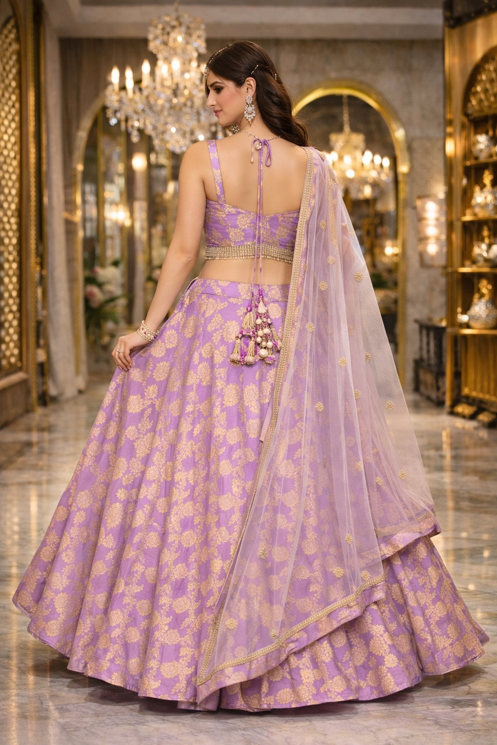 Lilac Blossom Brocade Lehenga