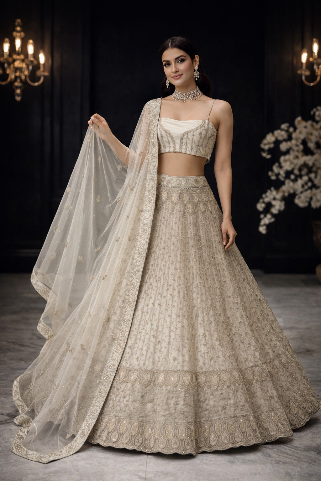 Elegant Whisper Embroidered Lehenga