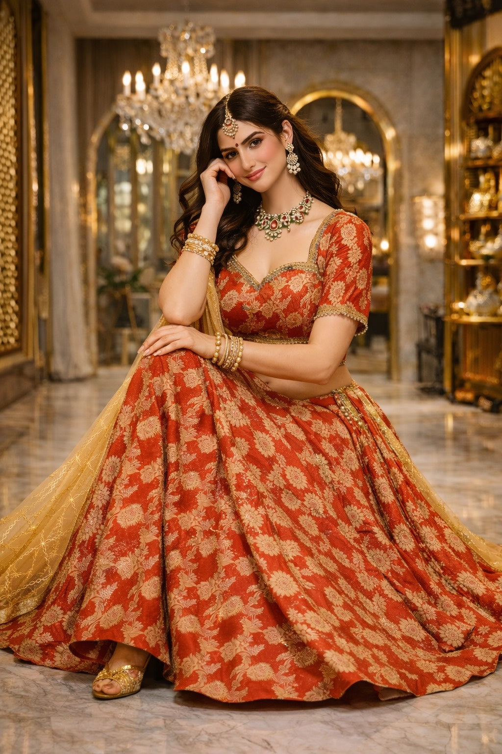 Ruby Bloom Brocade Lehenga
