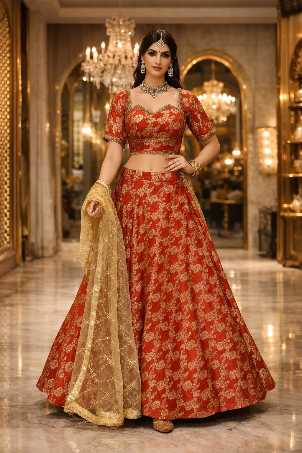Ruby Bloom Brocade Lehenga