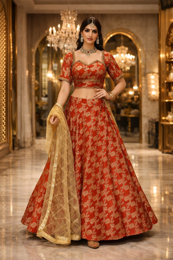 Ruby Bloom Brocade Lehenga