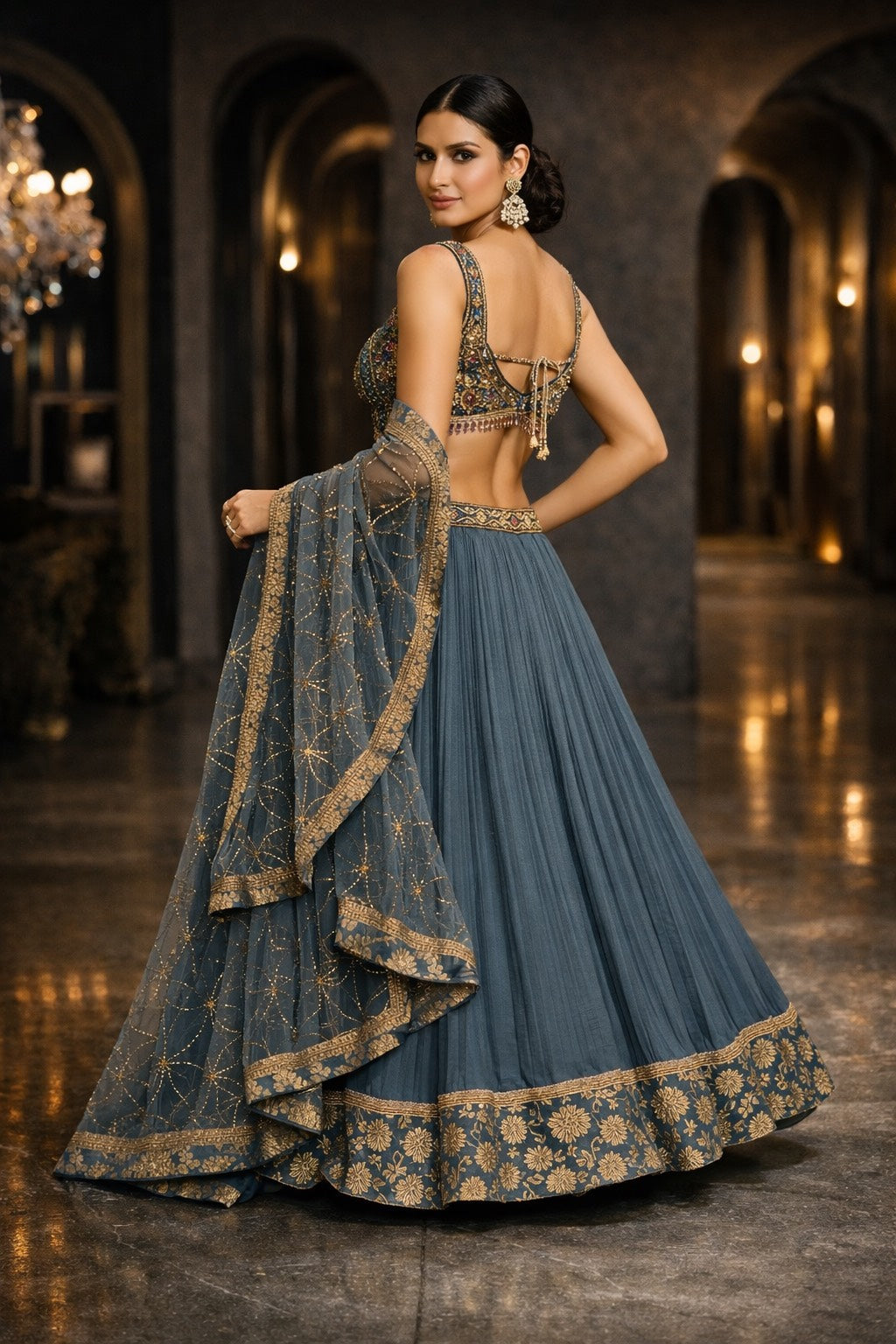 Midnight Bloom Lehenga