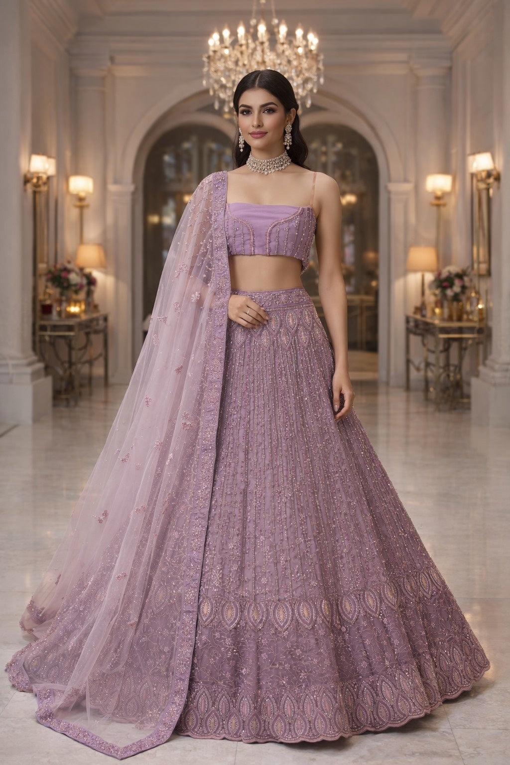 Elegant Whisper Embroidered Lehenga