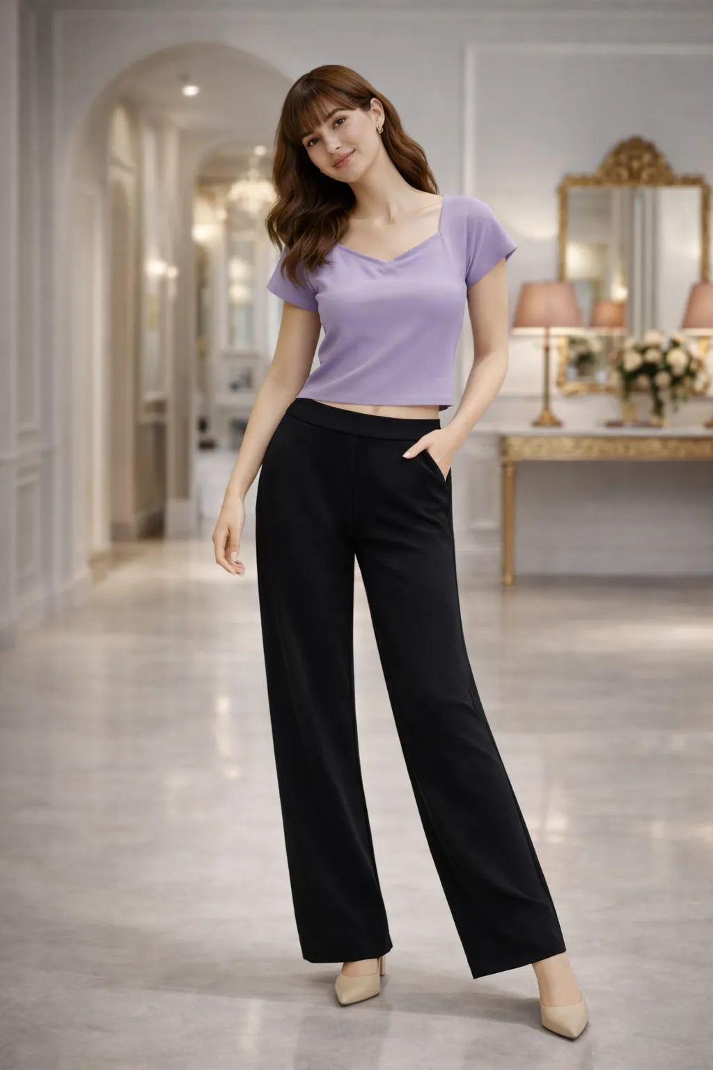 Draped Neck Crop Top