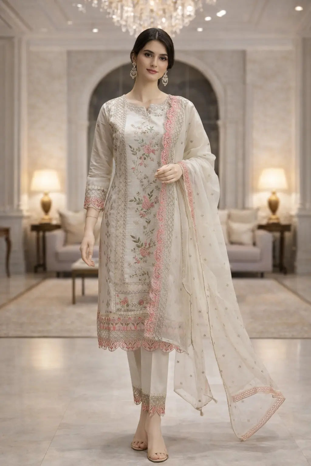 Ivory Blossom Chikankari Suit Set