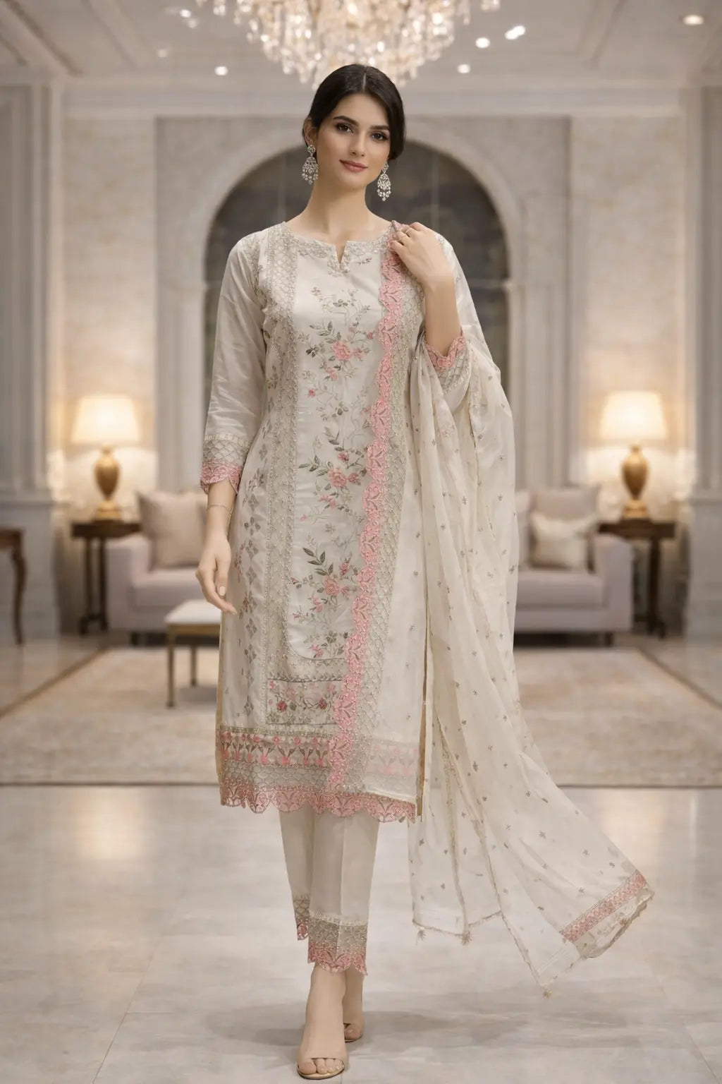 Ivory Blossom Chikankari Suit Set