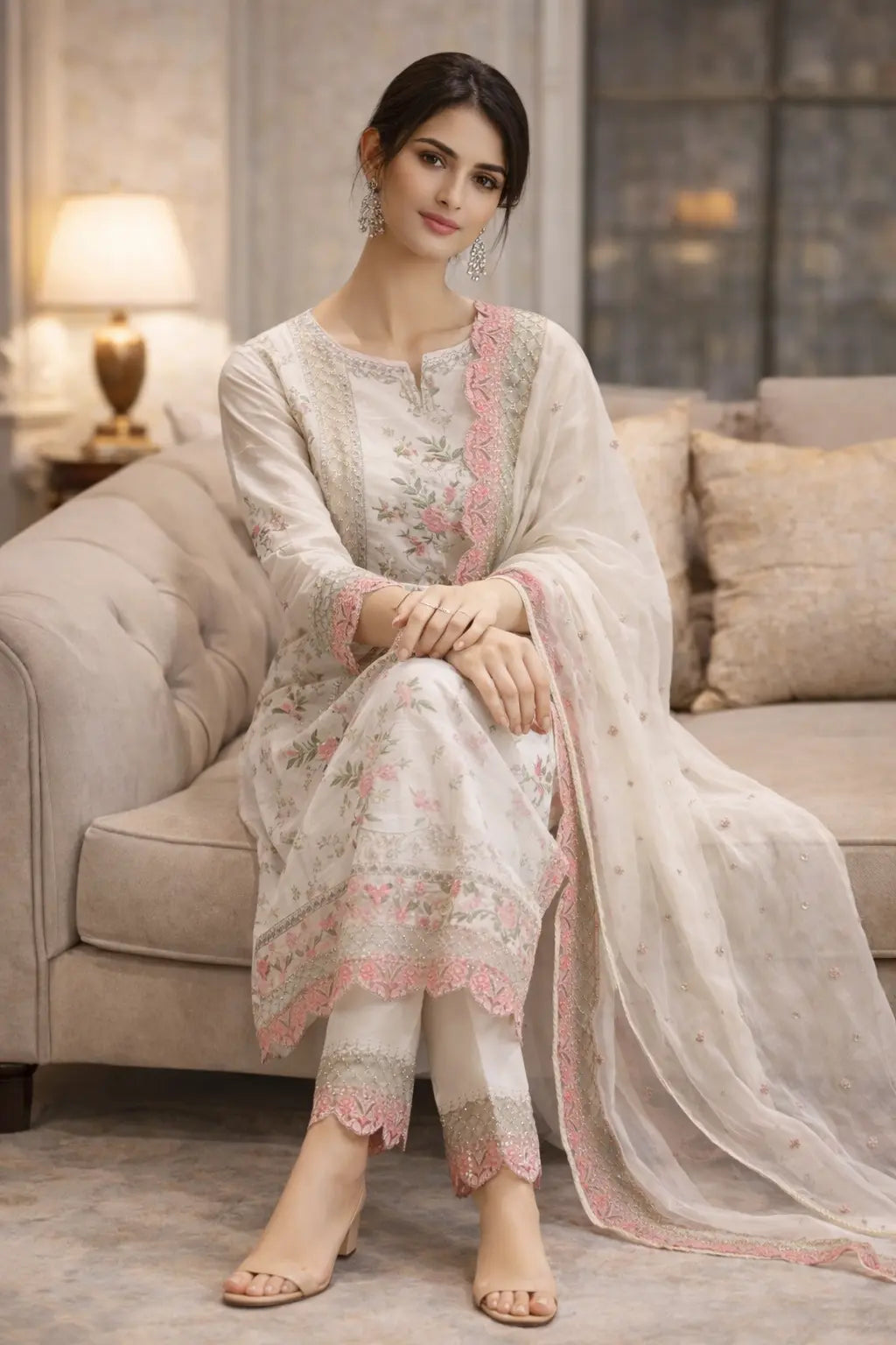 Ivory Blossom Chikankari Suit Set