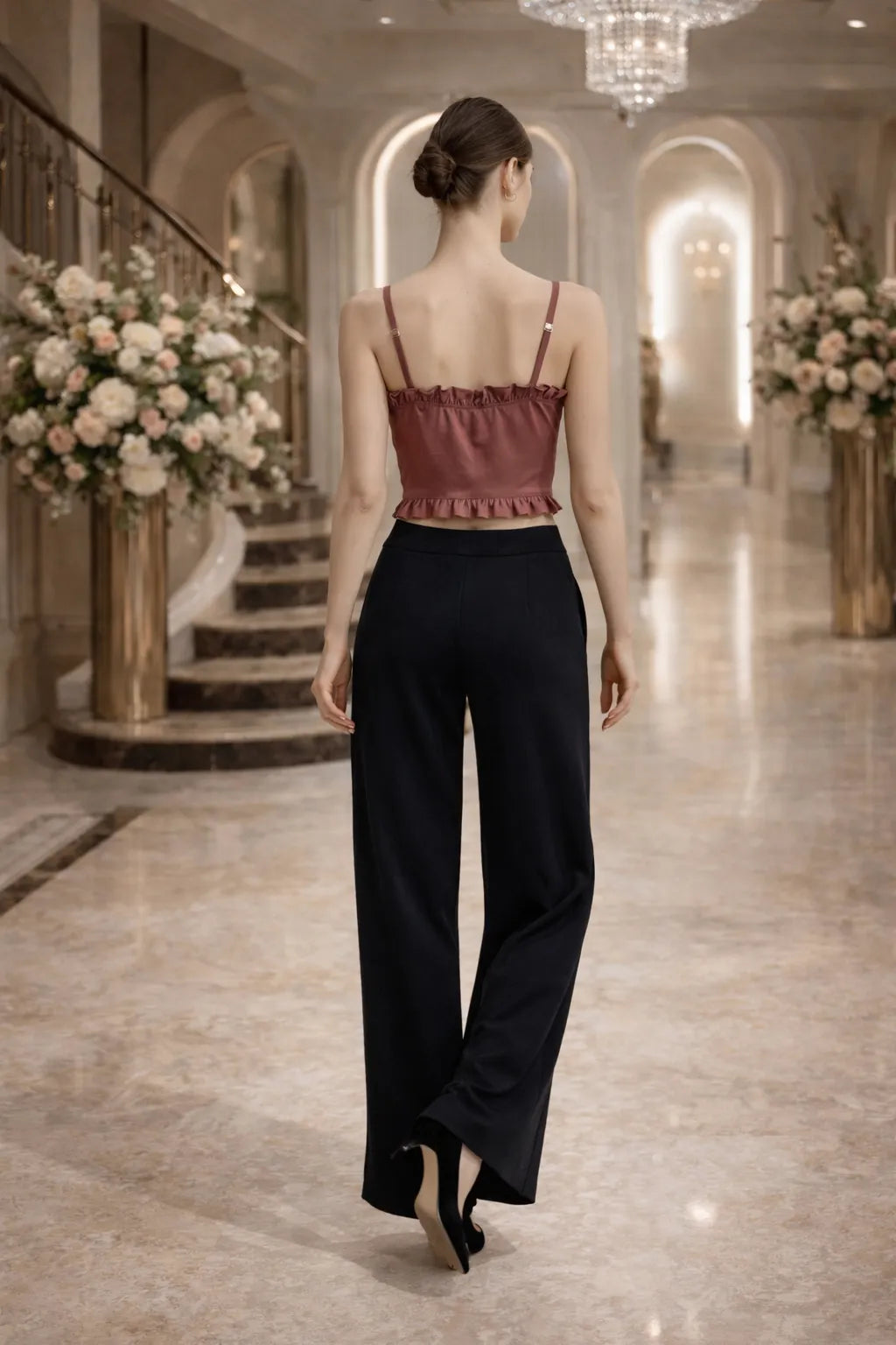 Ruched Ruffle Crop Top