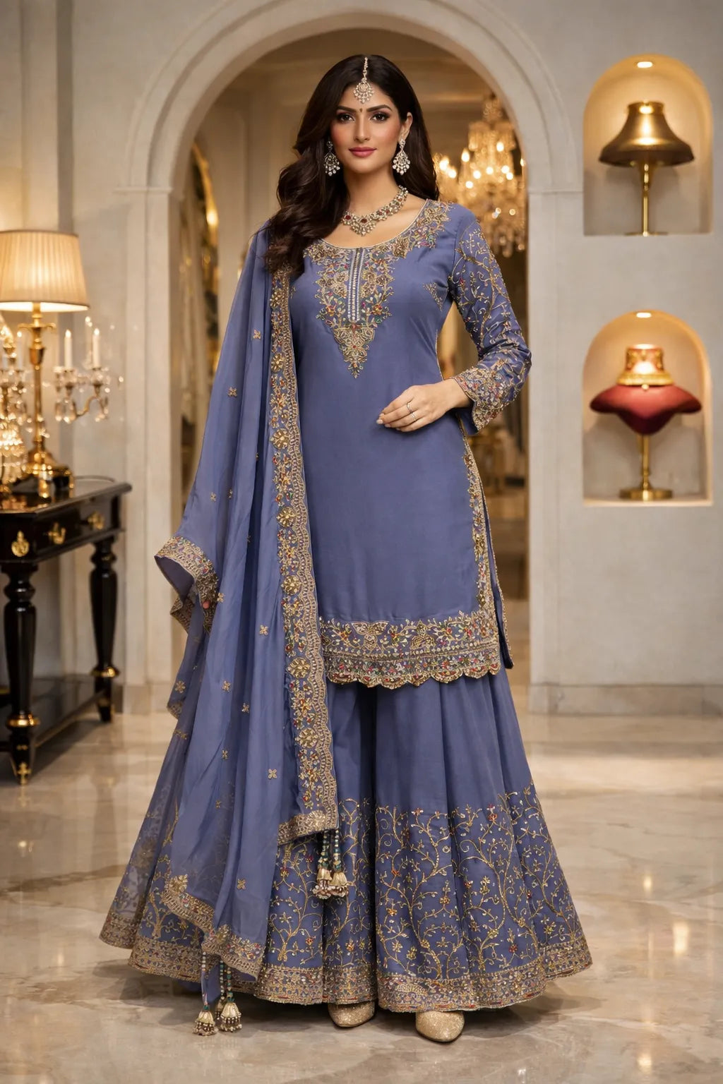 Sage Sharara Set