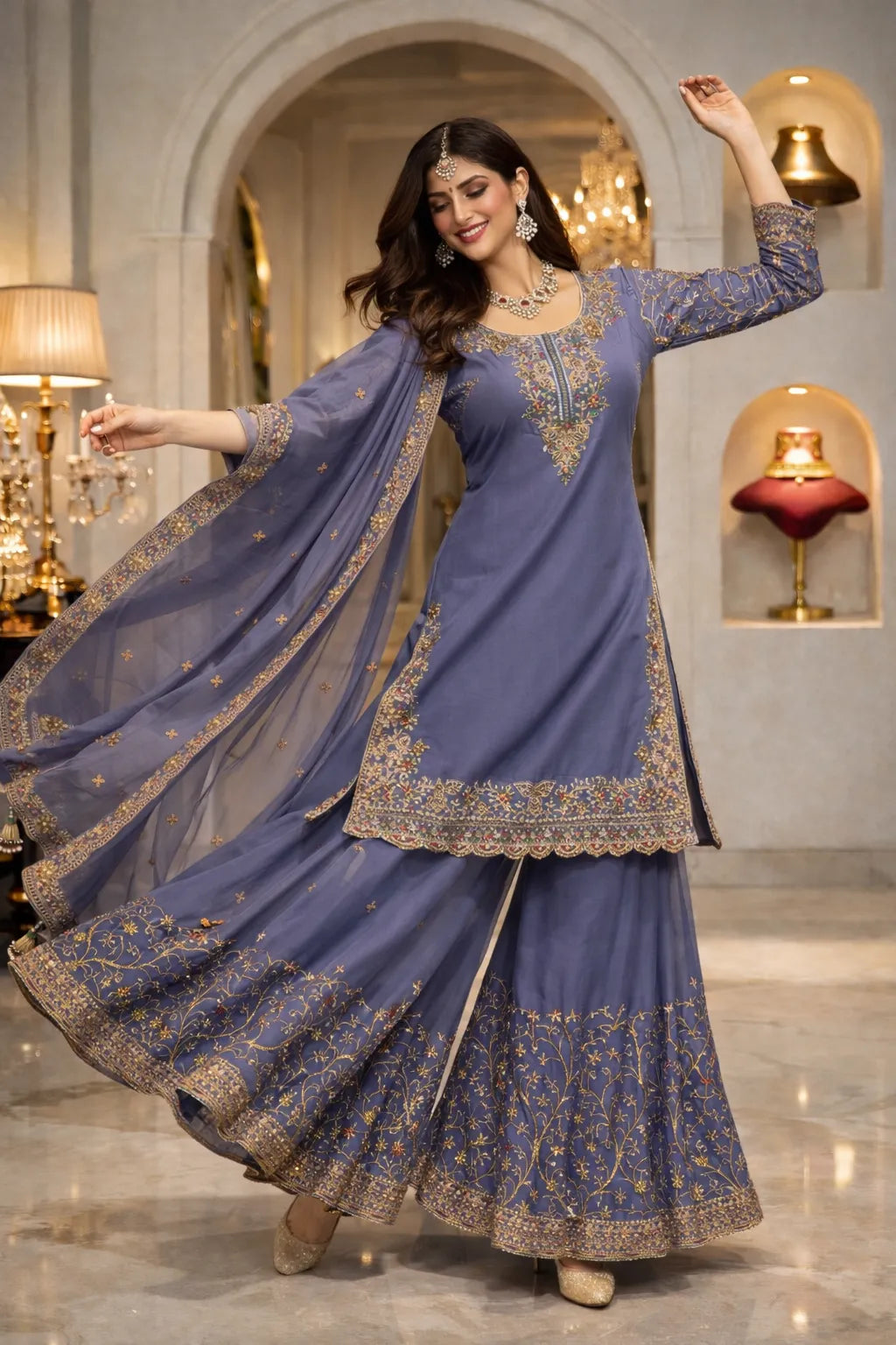 Sage Sharara Set