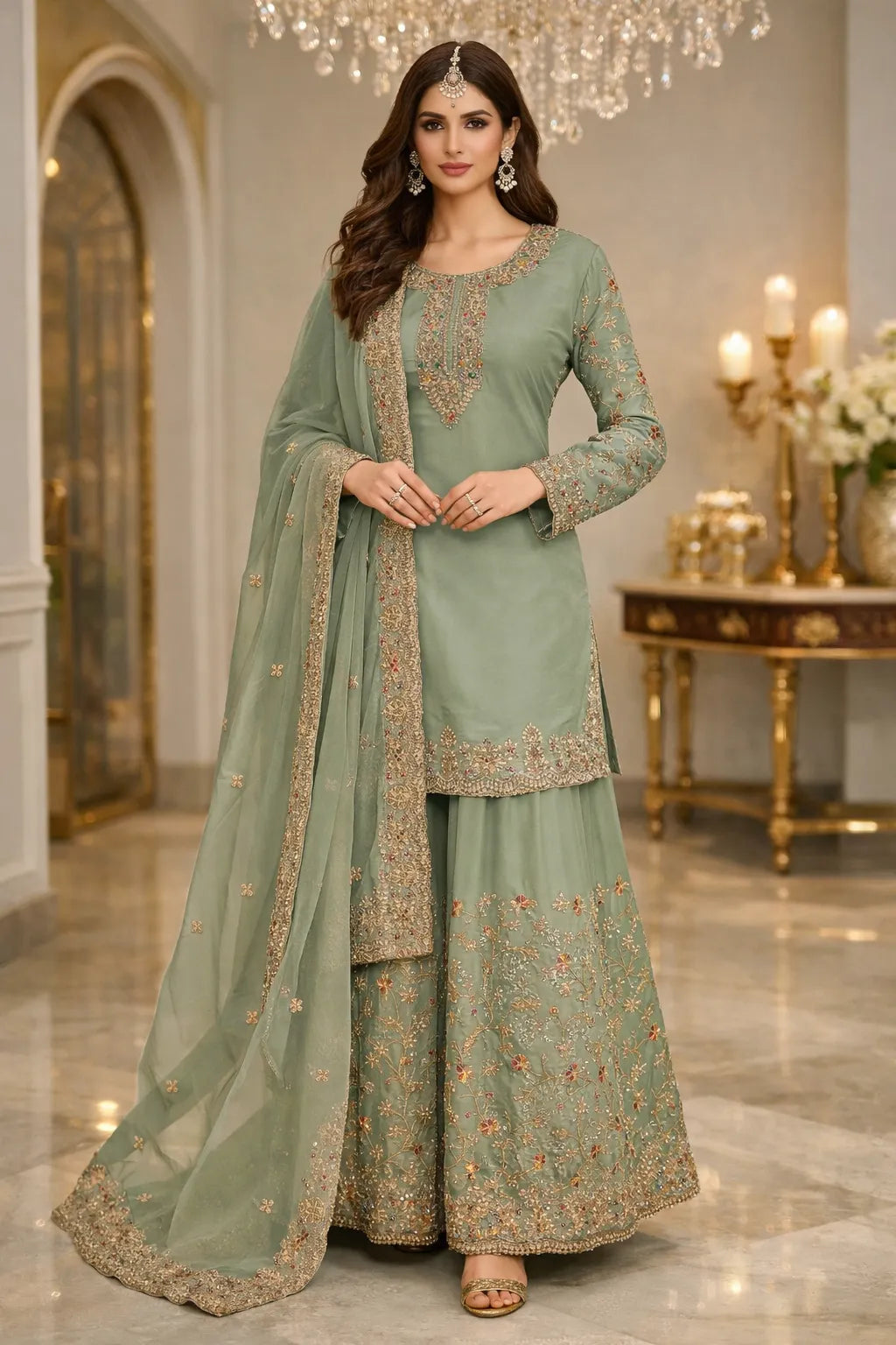 Sage Sharara Set