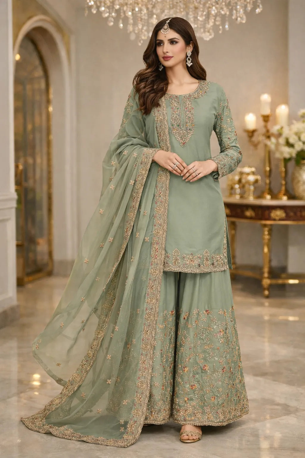 Sage Sharara Set