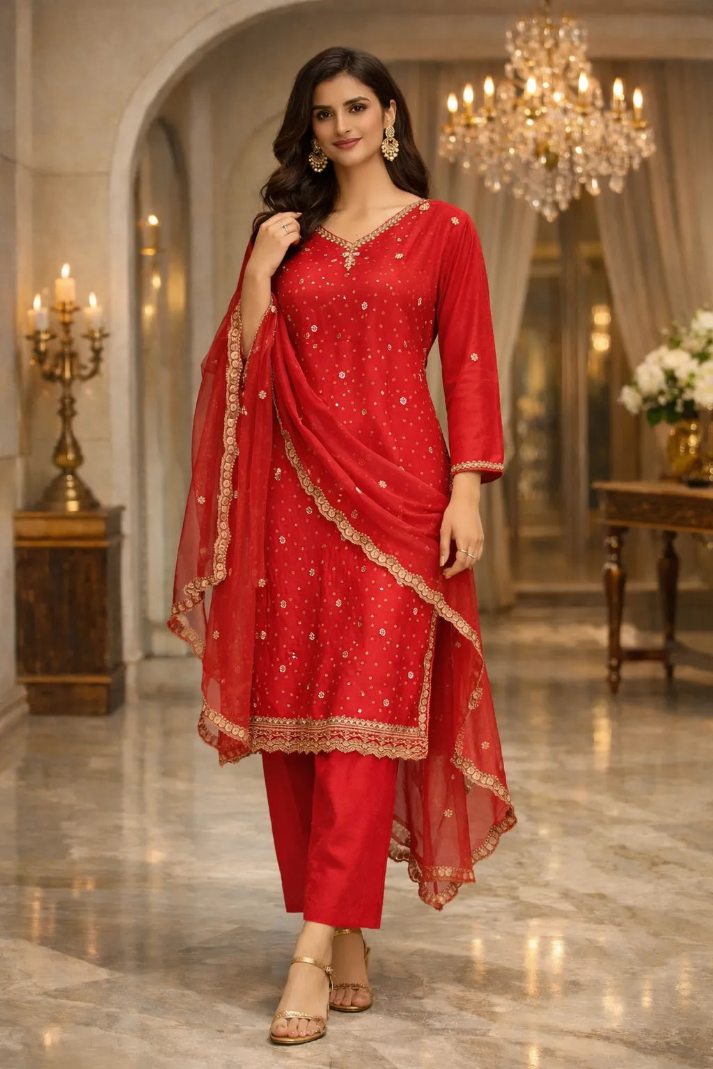 Vaidehi Crimson Suit Set