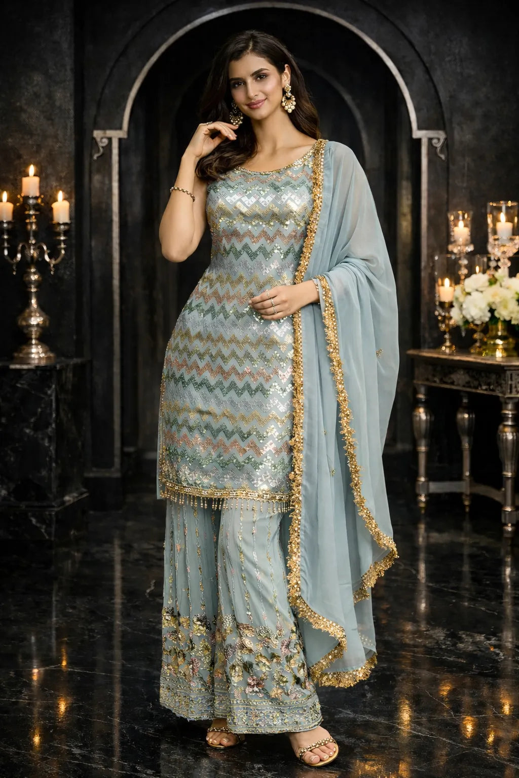 Vasudha Mist Sharara Set