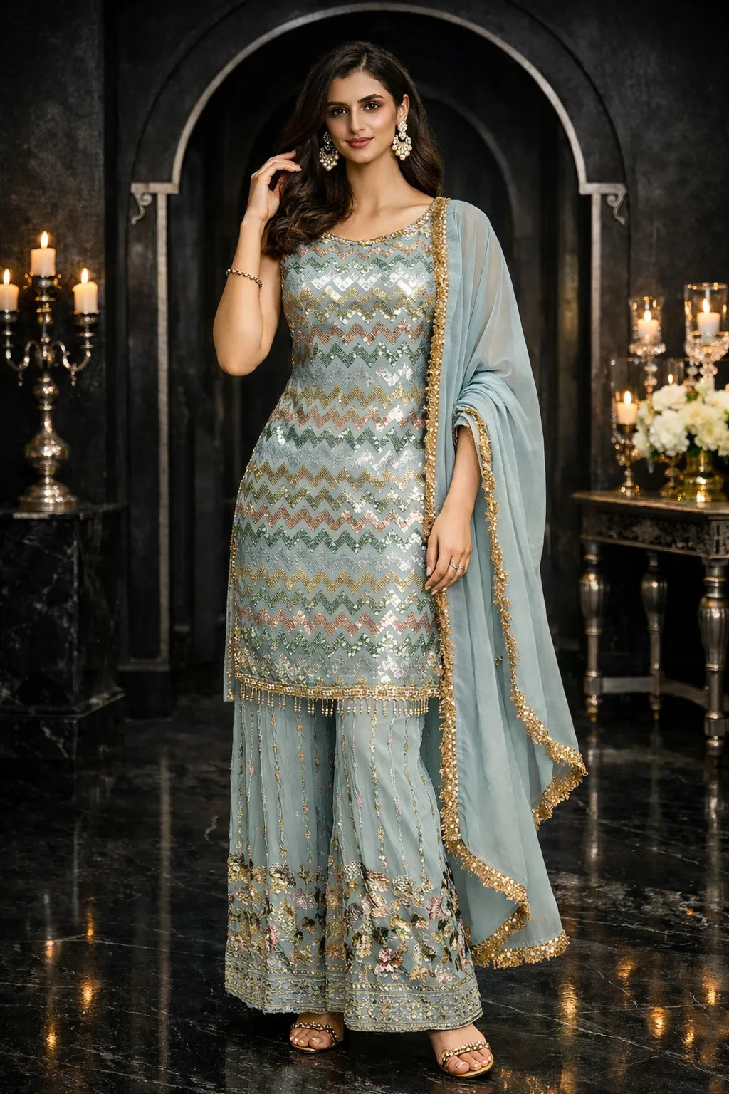 Vasudha Mist Sharara Set