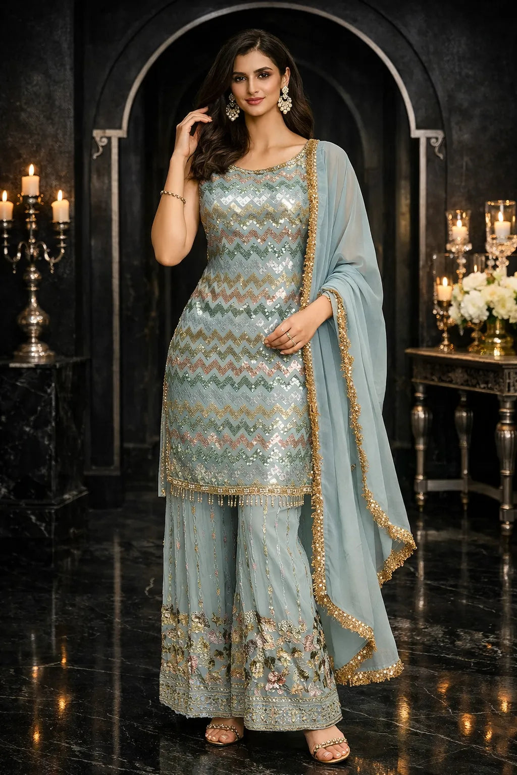 Vasudha Mist Sharara Set