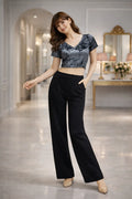 Velvet V-Neck Crop Top