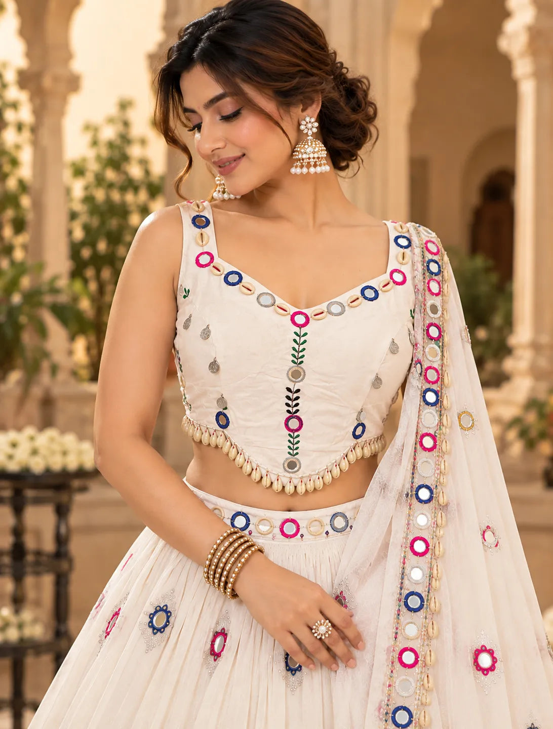 Aarisha Mirror & Cowrie Dandiya Blouse