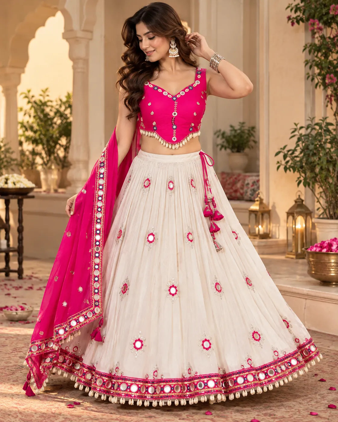 Aarisha Mirror & Cowrie Dandiya Blouse