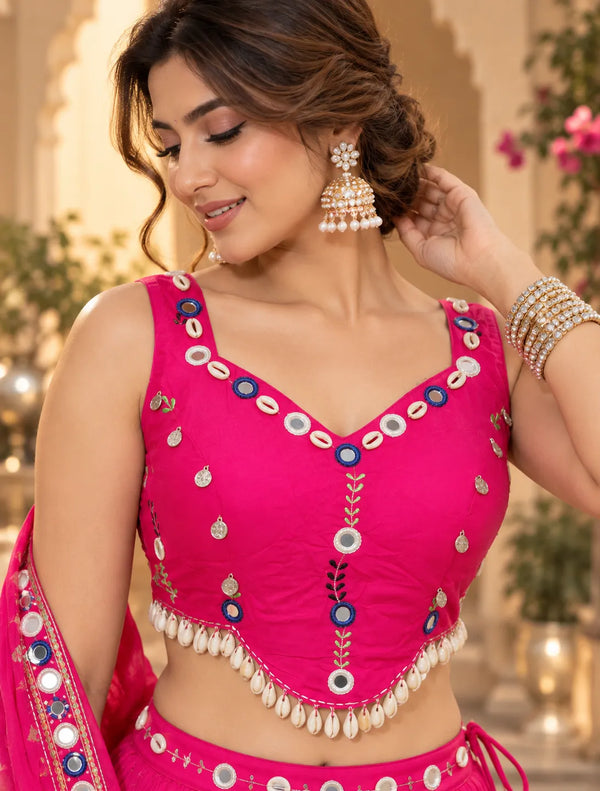 Aarisha Mirror & Cowrie Dandiya Blouse