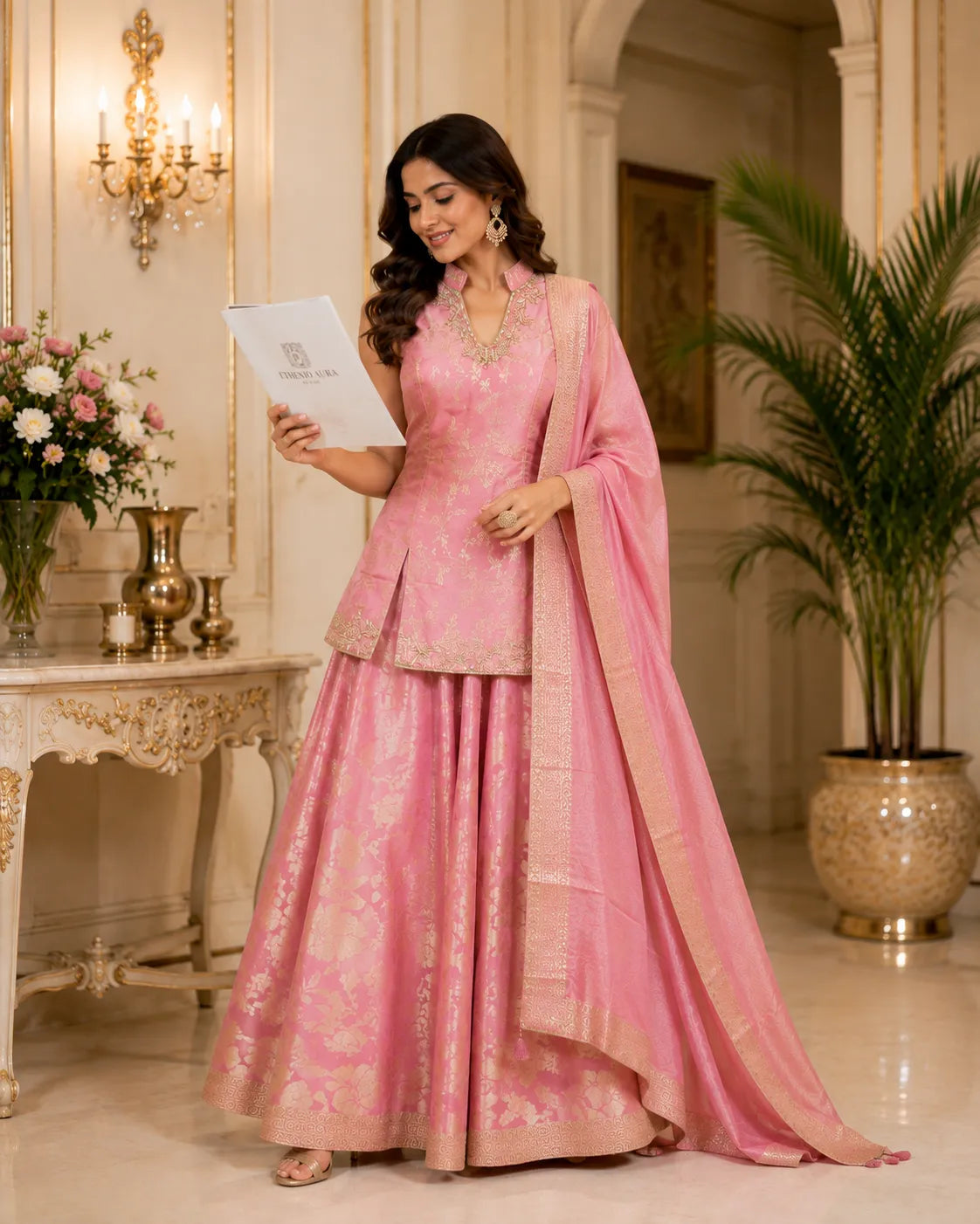 Aarisha Woven Jacquard Sharara Set