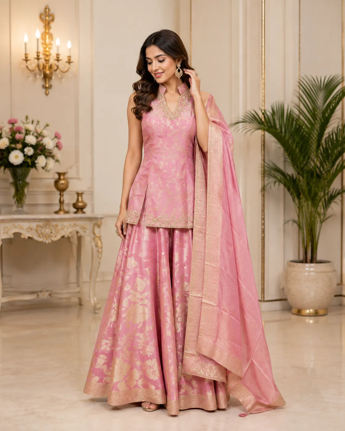 Aarisha Woven Jacquard Sharara Set