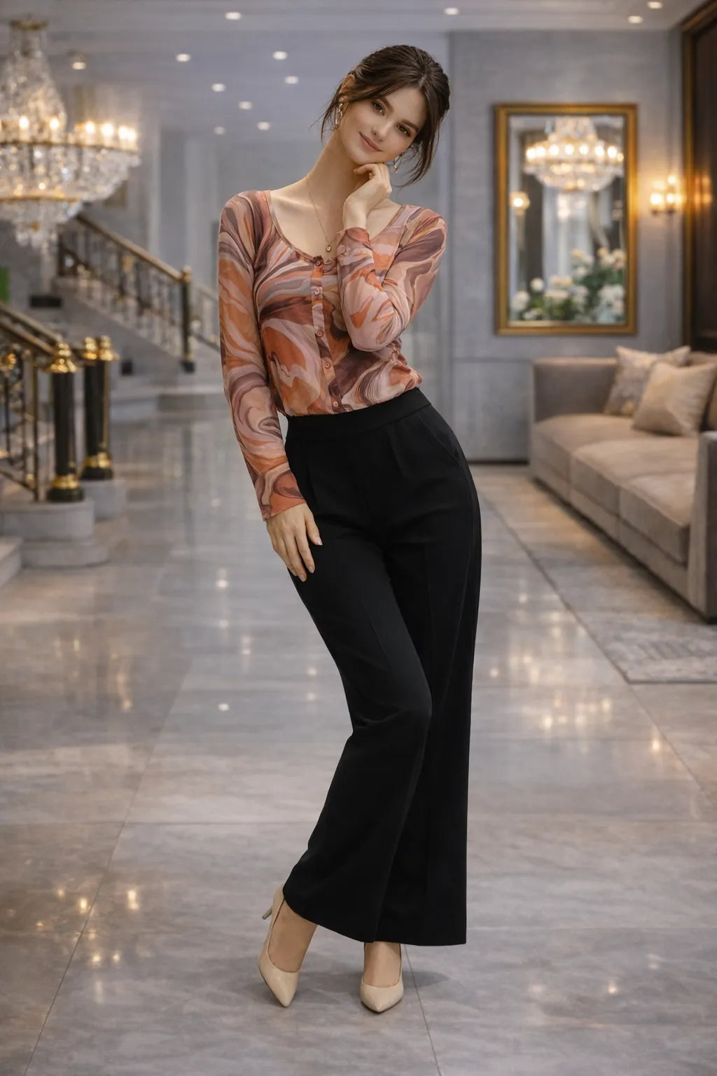 Abstract Print Mesh Top