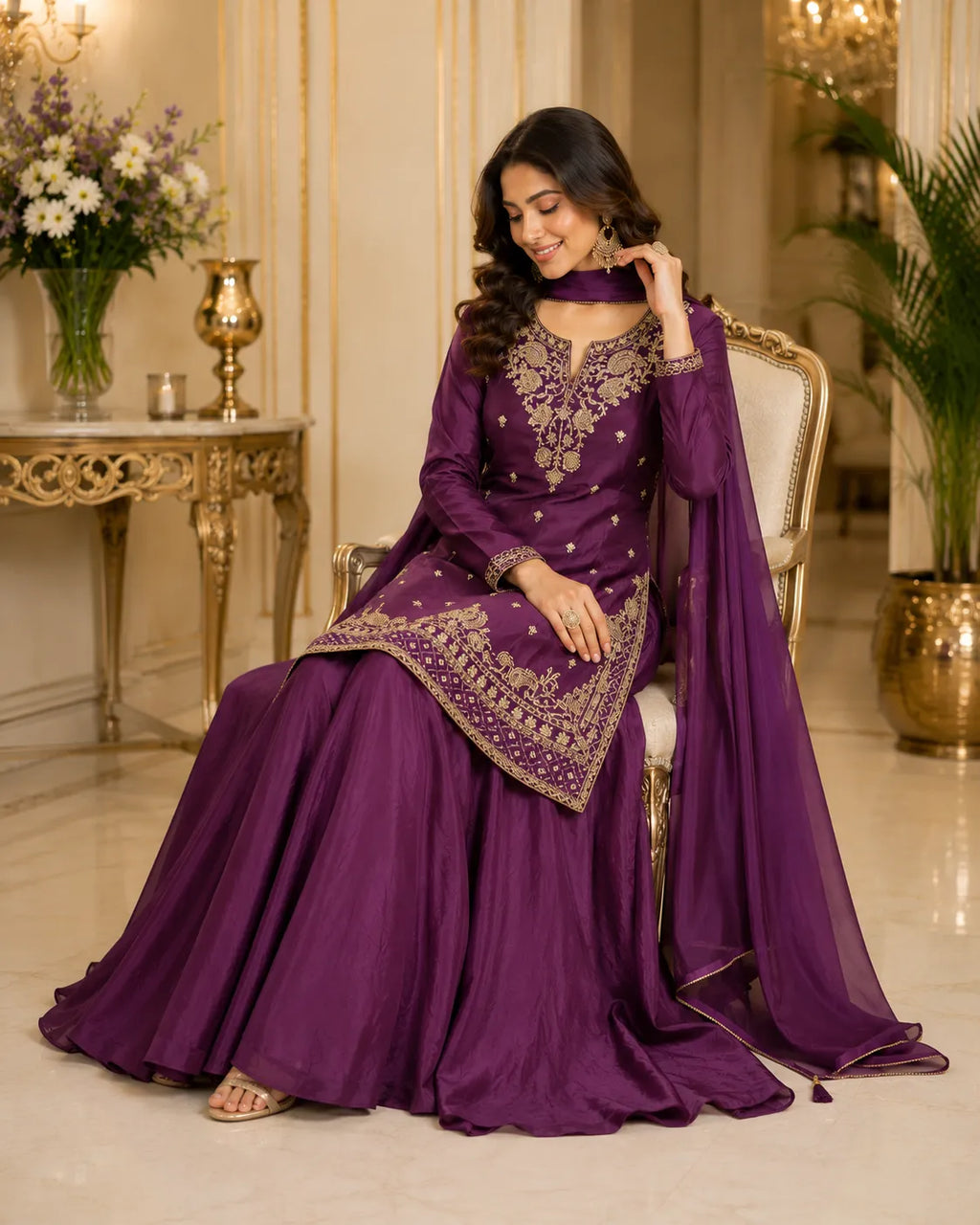 Adaa Emboidered Sharara Set