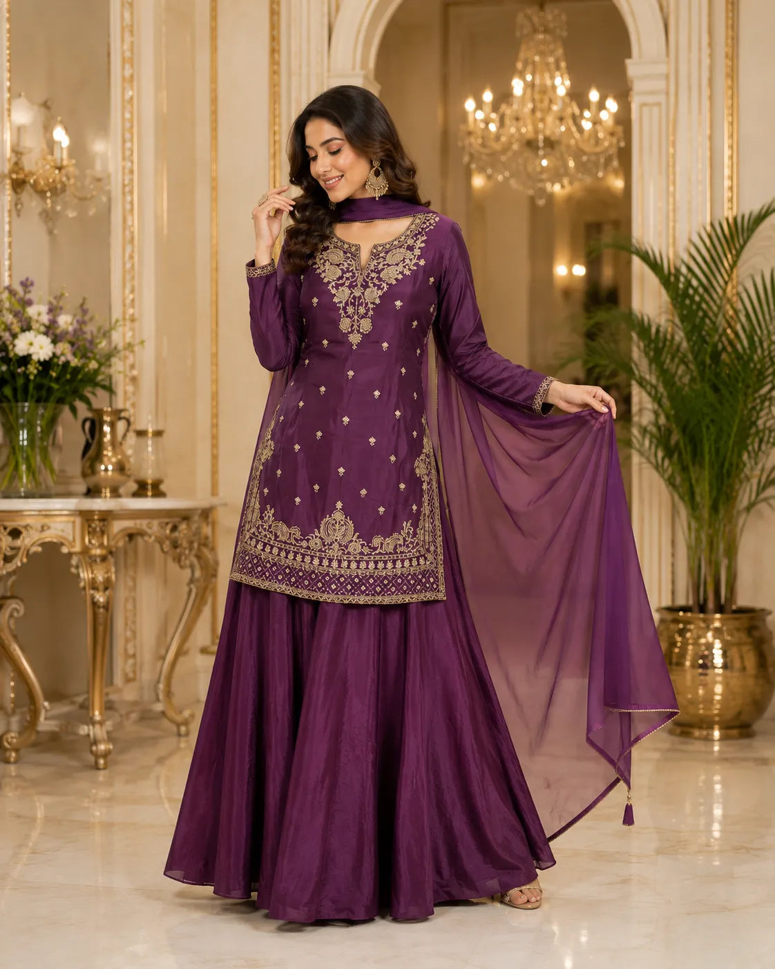 Adaa Emboidered Sharara Set