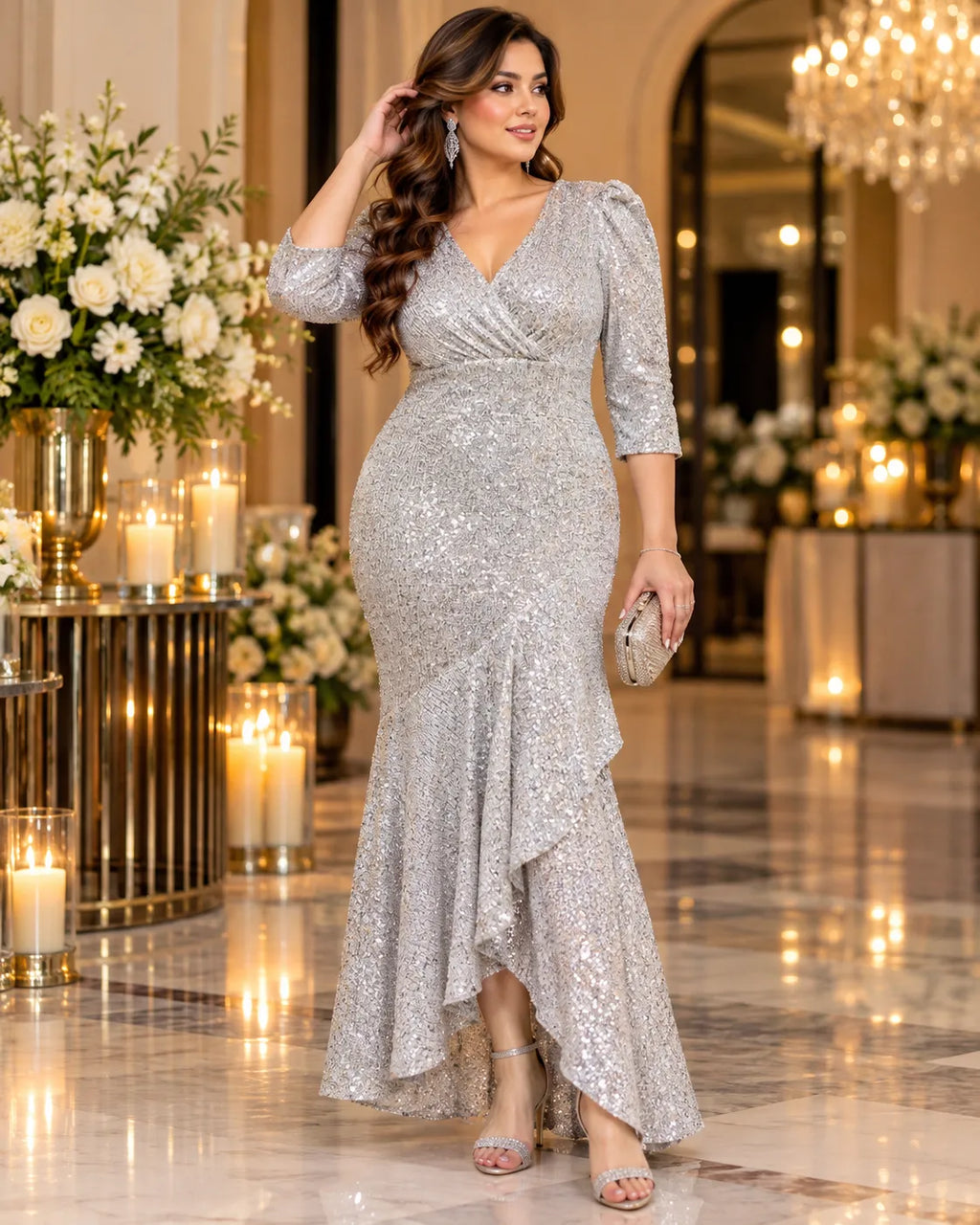 Aurelia Shimmer Ruffle Gown