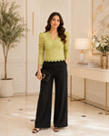 Aureviella Scalloped Floral Lace Pelum Top Top