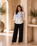 Azure Bloom Embroidered Shirt