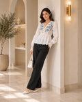 Azure Bloom Lace Peplum Top