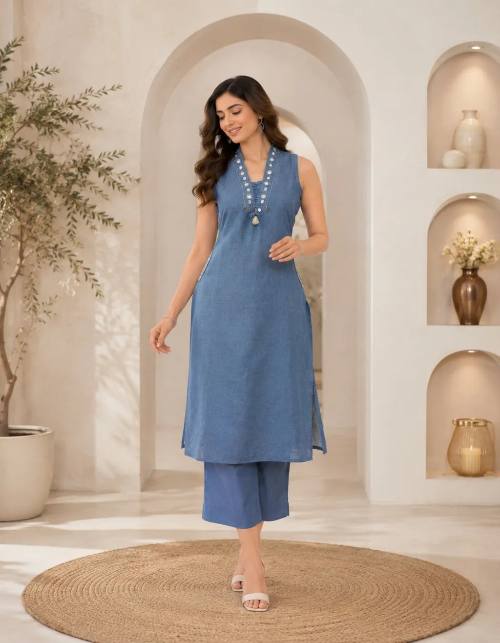 Azure Charm Linen Co Ord Set