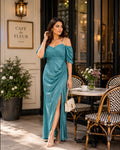 Azure Pearl Drape Dress