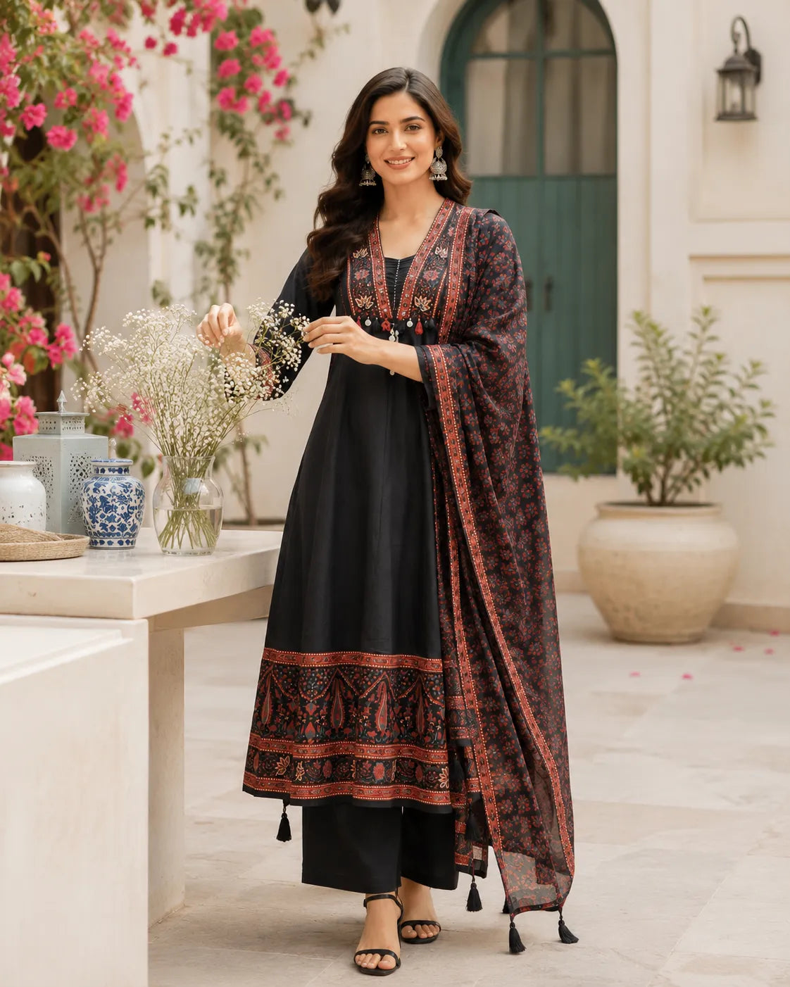Black Heritage Cotton Suit Set