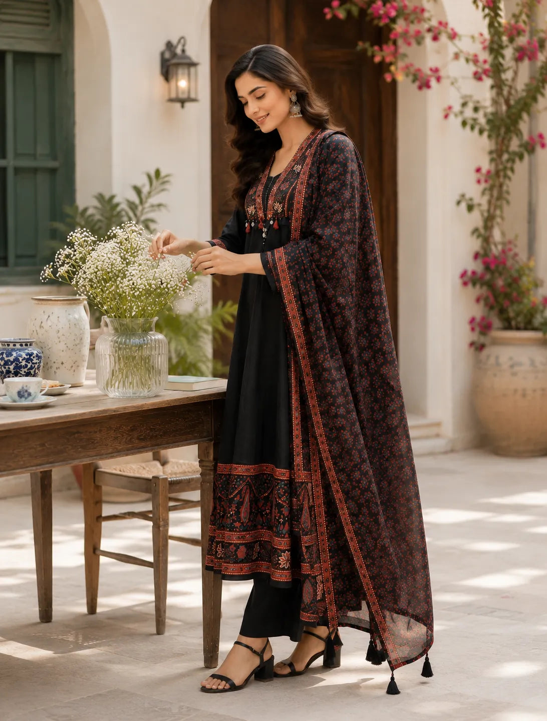 Black Heritage Cotton Suit Set