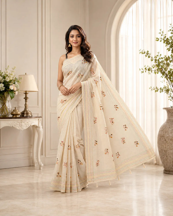 Bloomline Handwoven Cotton Saree