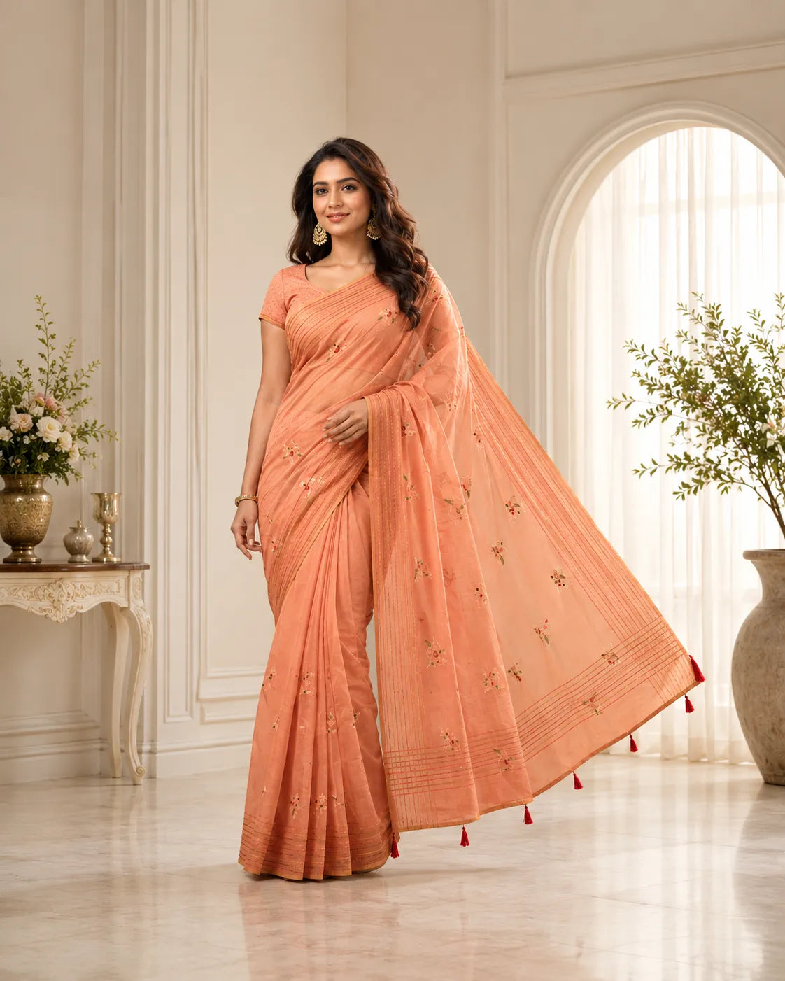 Bloomline Handwoven Cotton Saree
