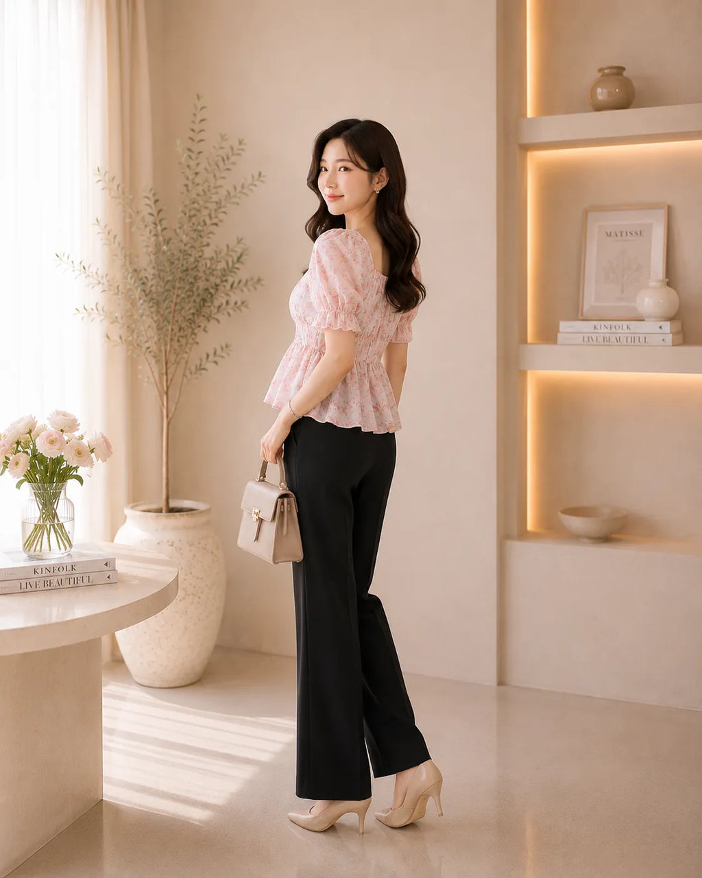 Blush Bloom Smocked Peplum Top