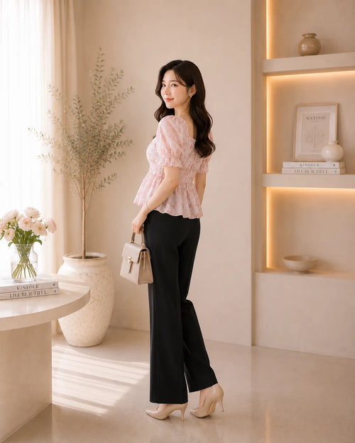 Blush Bloom Smocked Peplum Top