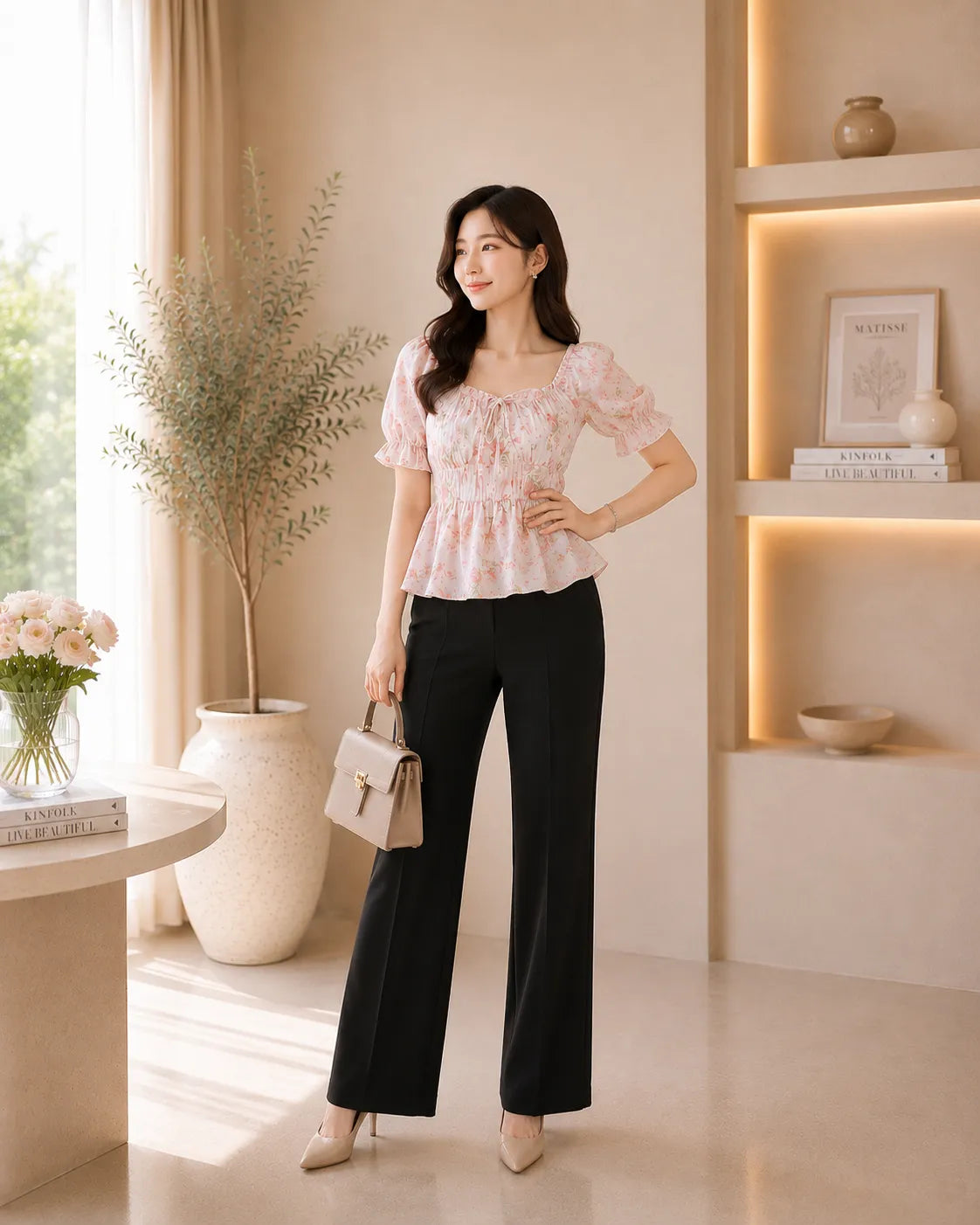 Blush Bloom Smocked Peplum Top