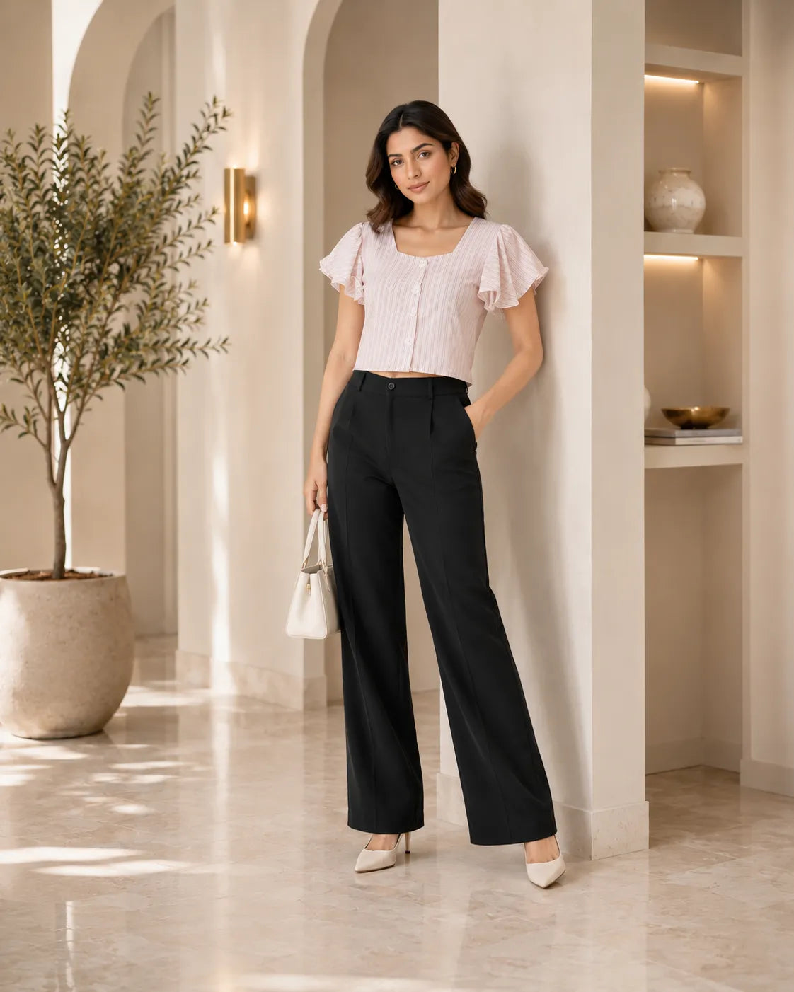 Blush Breeze Flutter Sleeve Top