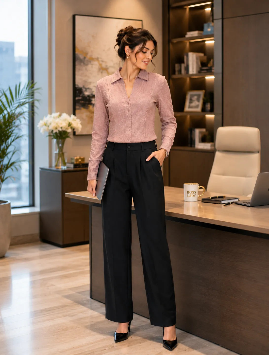 Blush Elegance Textured Shirt