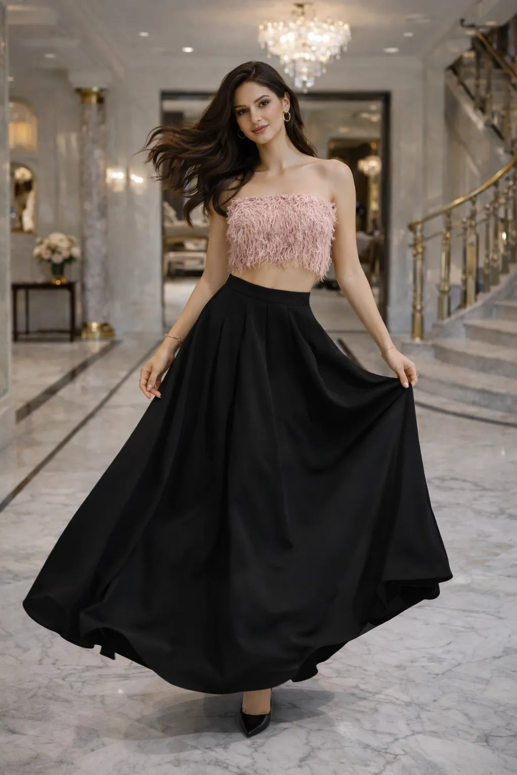 Blush Feather Tube Top