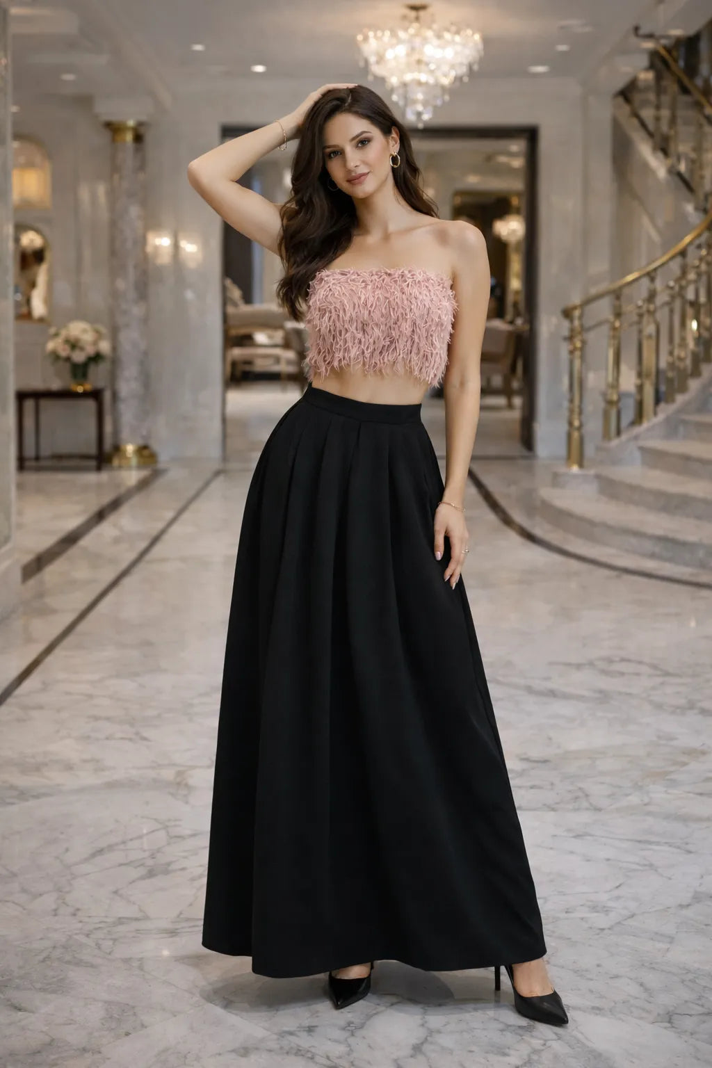 Blush Feather Tube Top