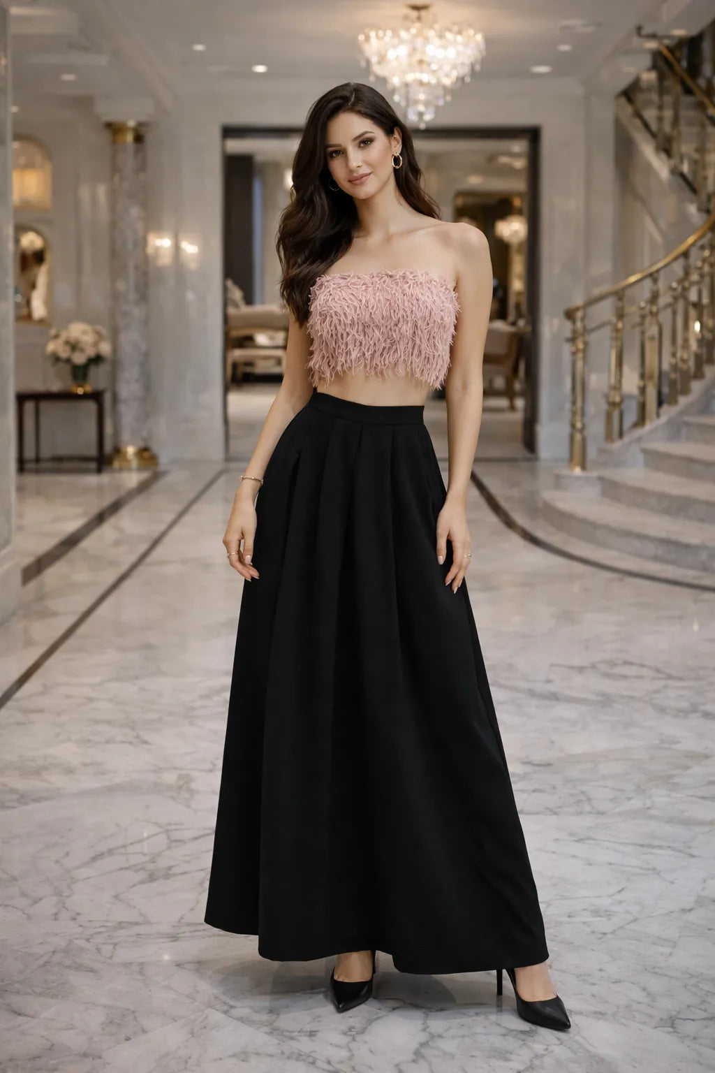 Blush Feather Tube Top